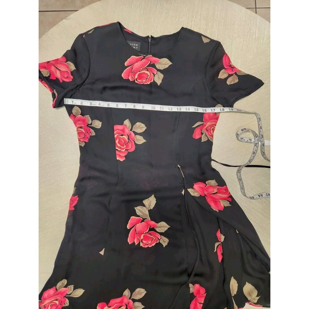 Spenser Jeremy Black Floral Flowy Chiffon Silk Dress Size 6 Tie Side - Picture 8 of 10